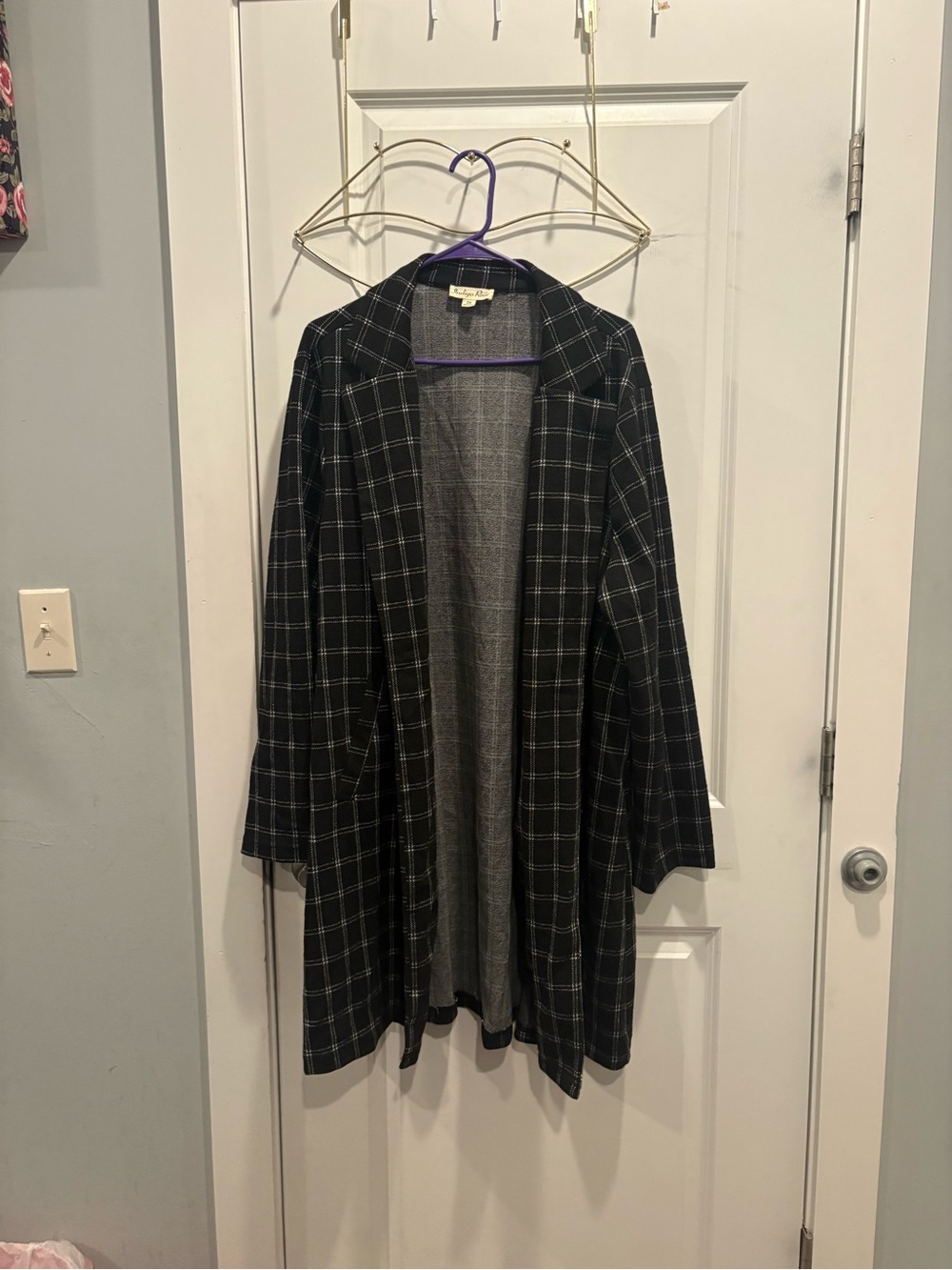 Indigo Rose Black Windowpane Open Front Cardigan